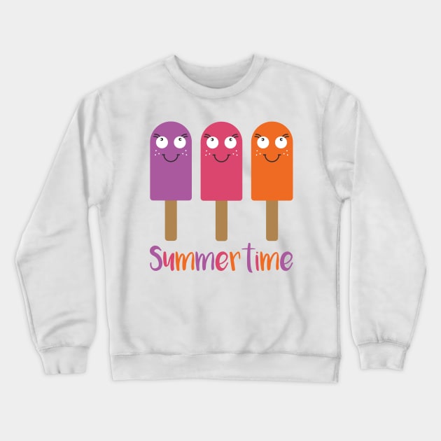Happy Smiling Summertime Ice Cream Lollies Crewneck Sweatshirt by Rhubarb Myrtle